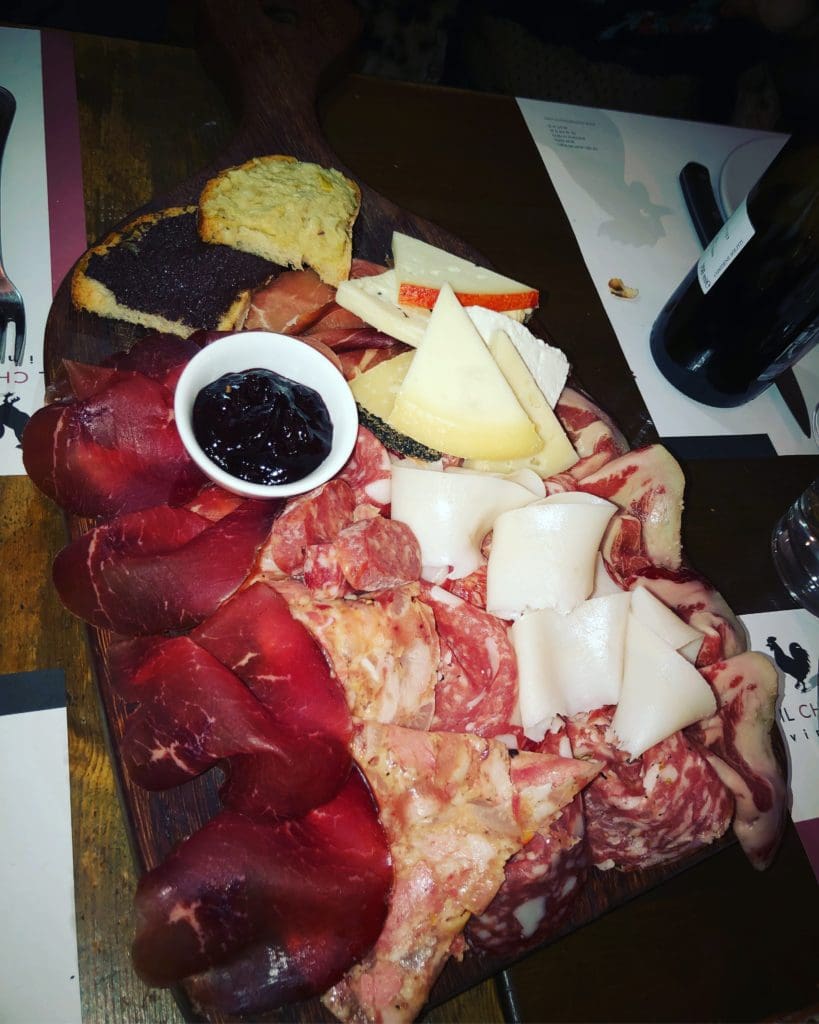 meat and cheese plater from vineria il chianti in rome 