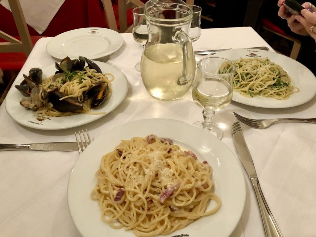 a picture of spaghetti from larchetto in rome